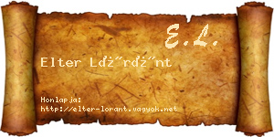 Elter Lóránt névjegykártya